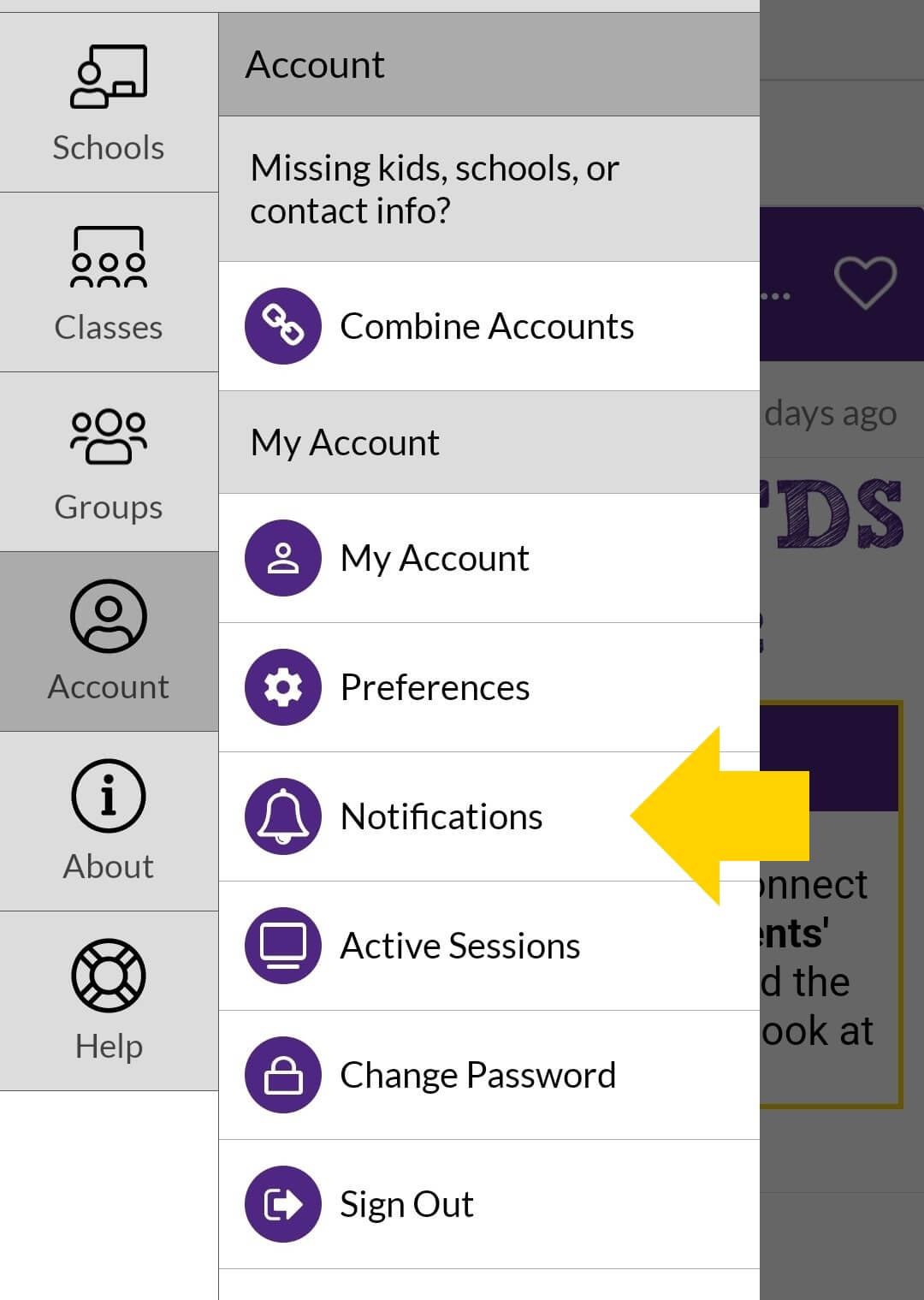 ParentSquare mobile app notification settings access location