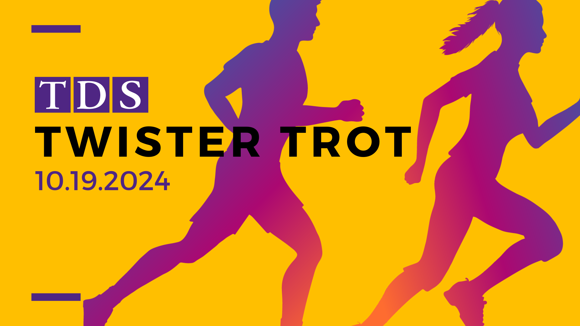 Promotional image for the TDS Twister Trot event on October 19, 2024